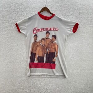 Vintage Chippendales Shirt Mens One Size White Red 80s Ringer Baggy Oversize